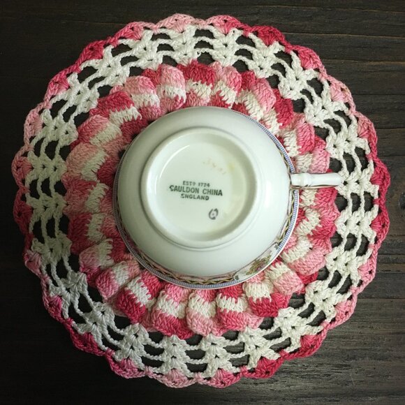 Cauldon England White Porcelain Floral Garland Teacup & Saucer - Picture 12 of 14